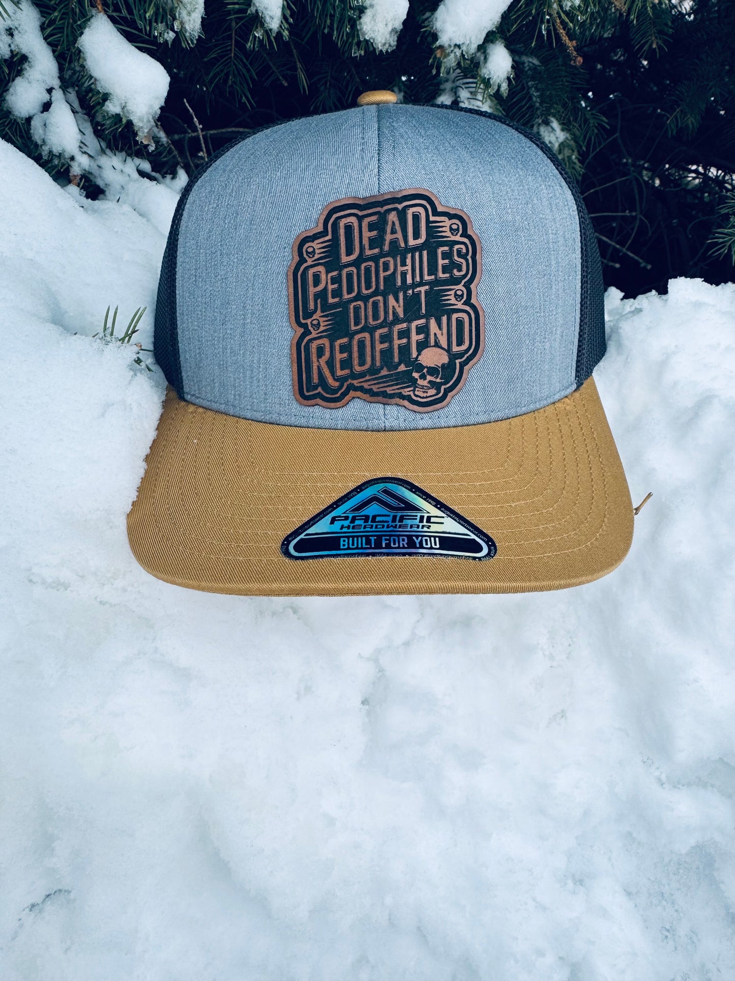 Dead Pedos Don't Reoffend leatherette Pacific Headwear Snap Back