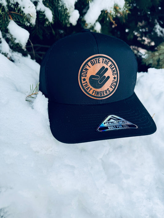 Don't bite the hand leatherette hat BLK