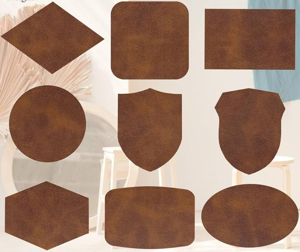 Custom Leatherette Patches Engraved with heat adhesive backing