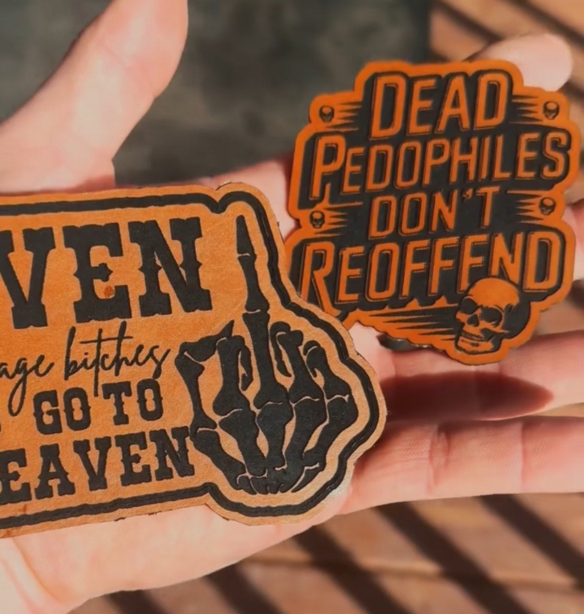 Custom Leatherette Patches Engraved+full color with adhesive backing