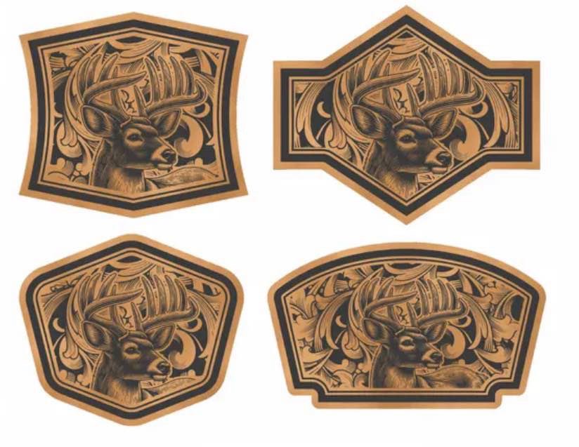 Deer buck patch pack of four 3x4
