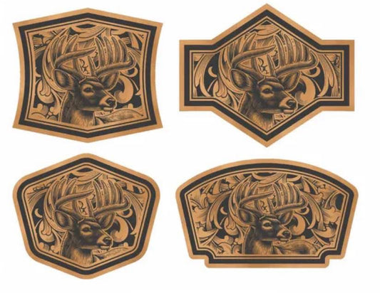 Deer buck patch pack of four 3x4