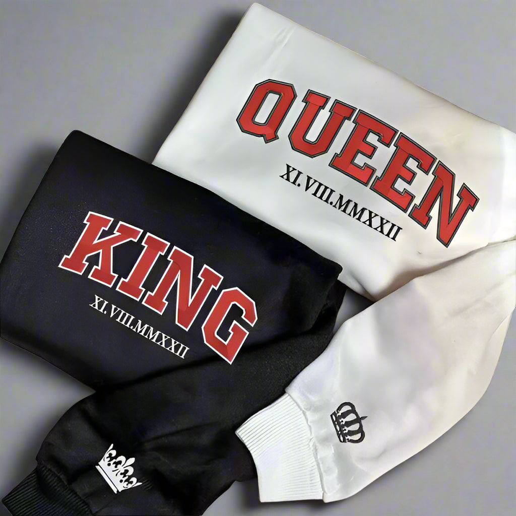 20% OFF Couple King and Queen sweatshirts plus custom date