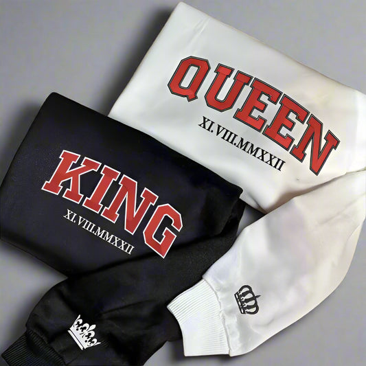 20% OFF Couple King and Queen sweatshirts plus custom date