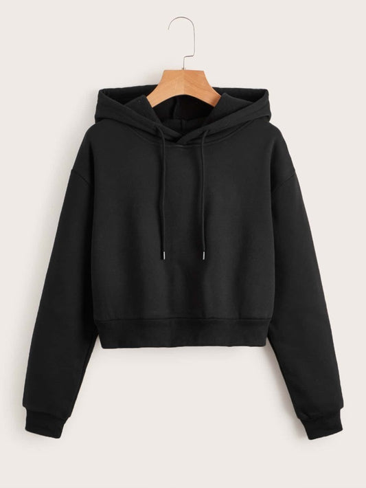 Solid Drawstring Crop hoodie (limited)